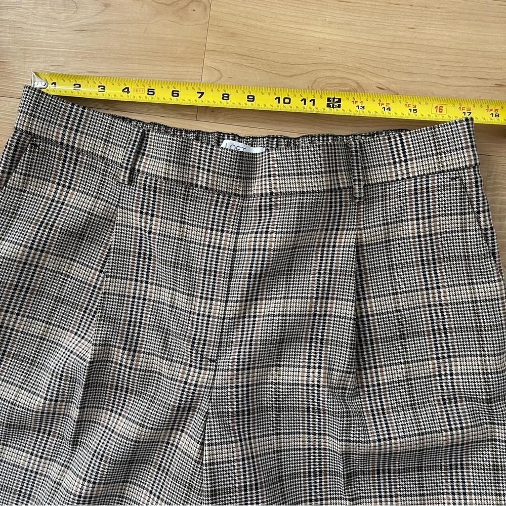NWT Ann Taylor Loft XL Brown Plaid Pleated Pull-On Tapered Cropped Pants - Picture 8 of 11